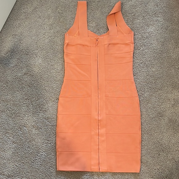 Coral Peach/Pink Bodycon mini dress Small - Picture 3 of 5